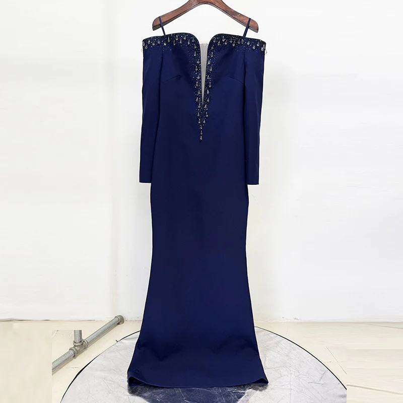 Elegant Navy Evening Gown
