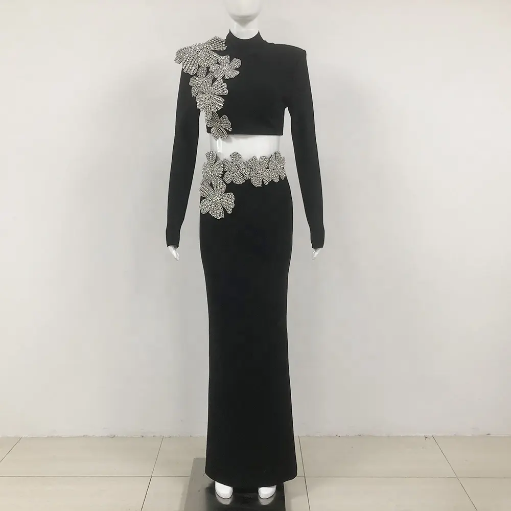 Embellished Black Evening Set