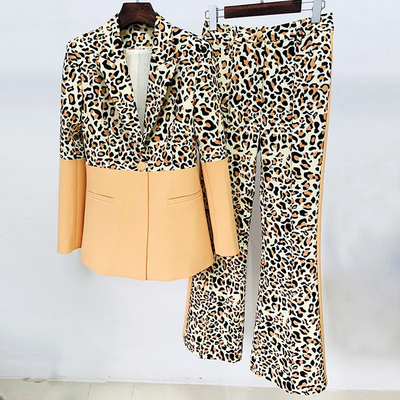 Leopard Print Blazer & Pants Set