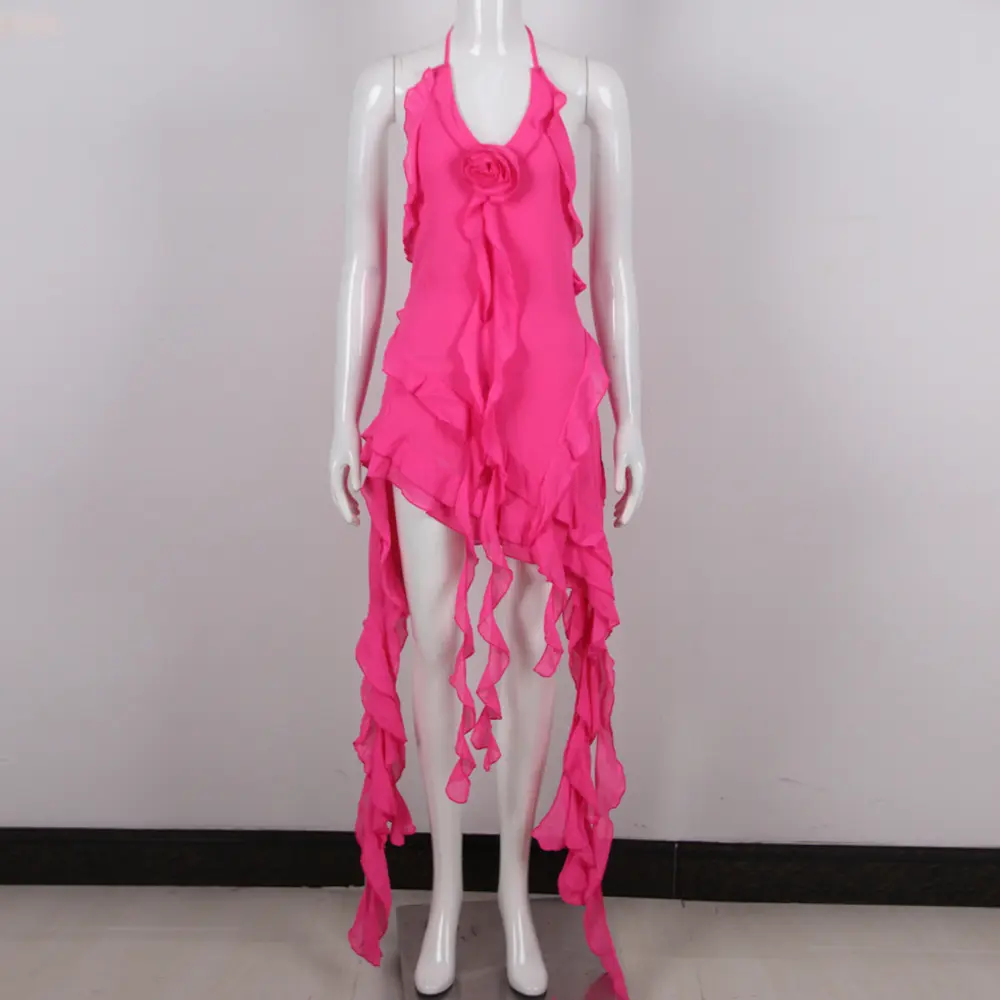 Vibrant Magenta Asymmetrical Dress