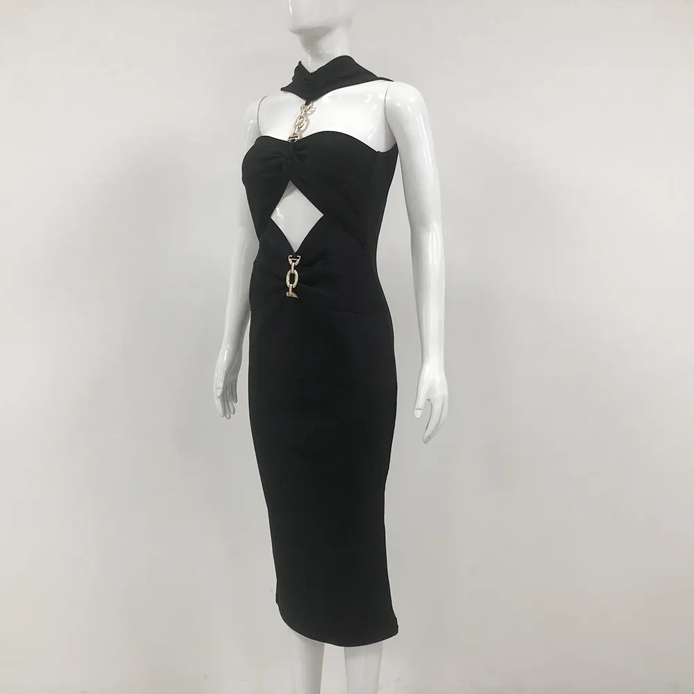 Elegant Black Cutout Dress