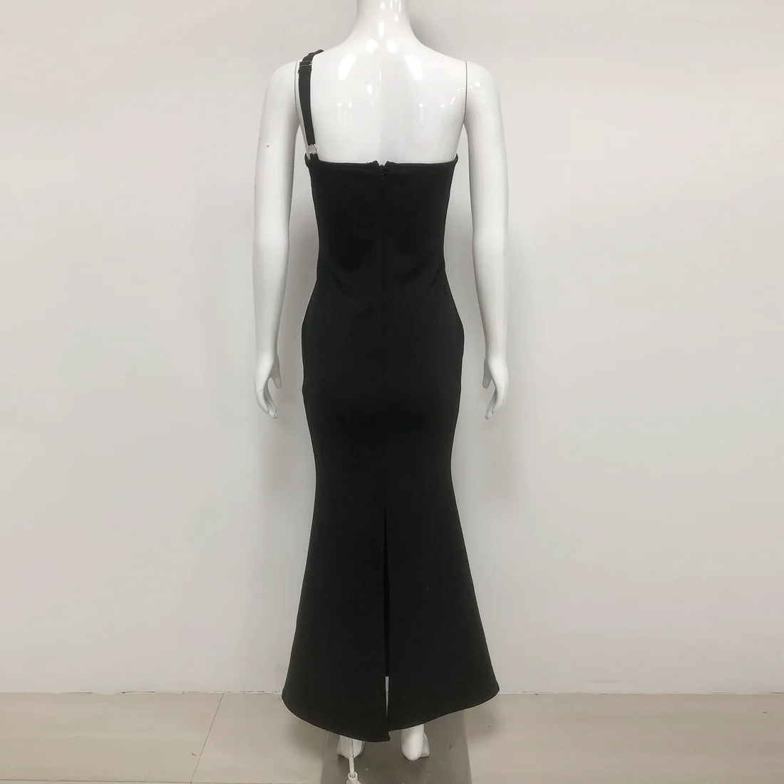Black One-Shoulder Evening Gown