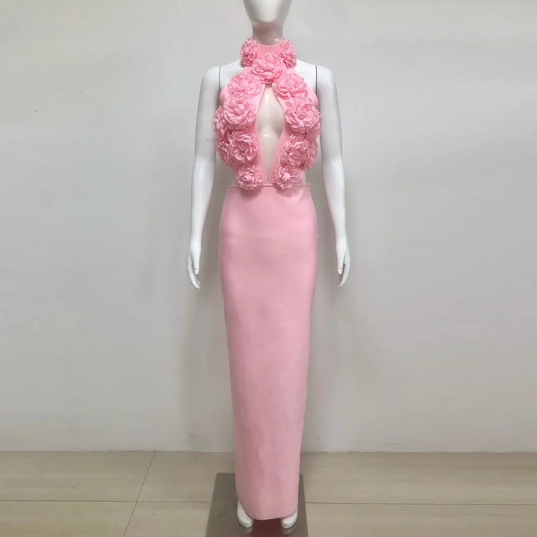 Blush Pink Floral Evening Gown