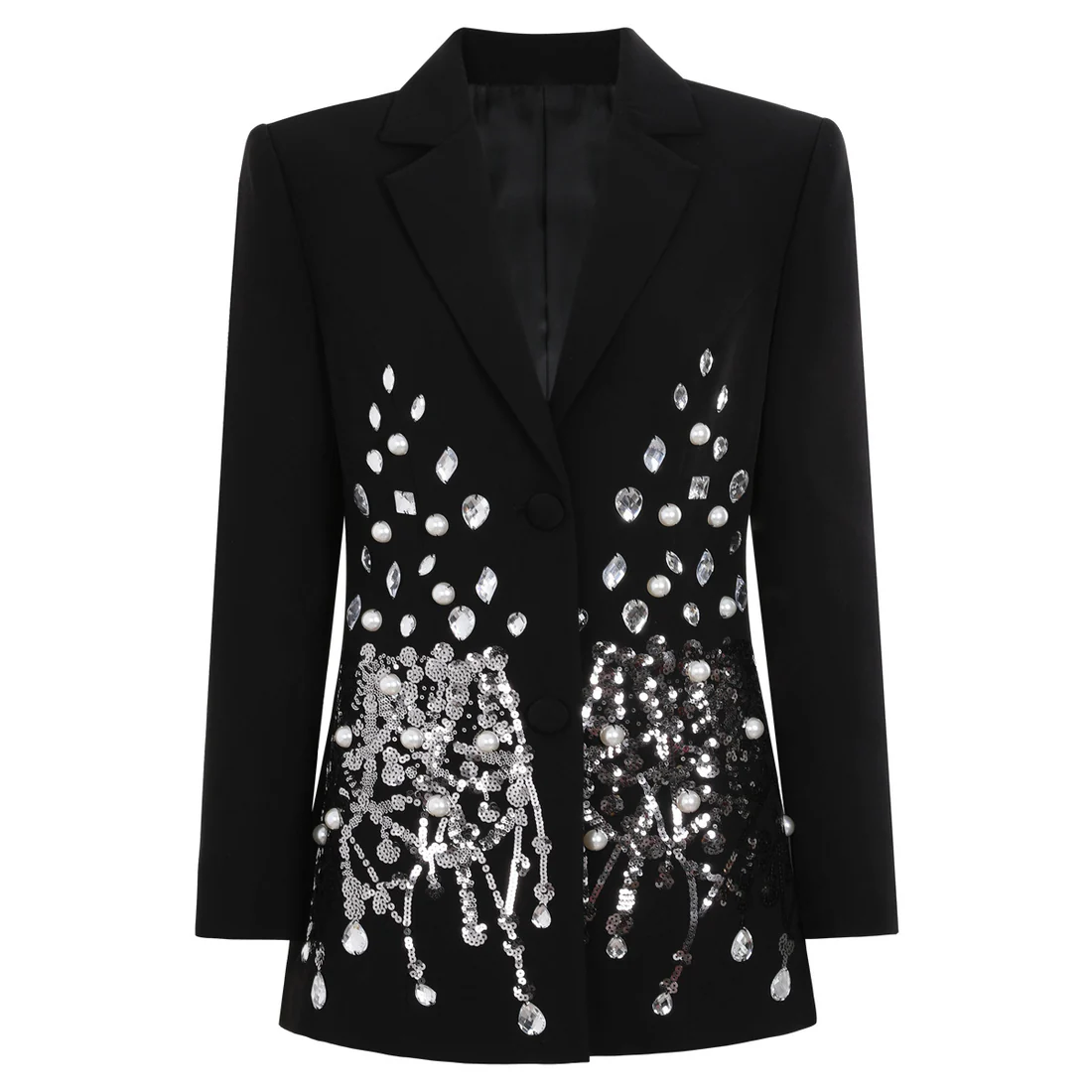 Embellished Black Blazer Dress