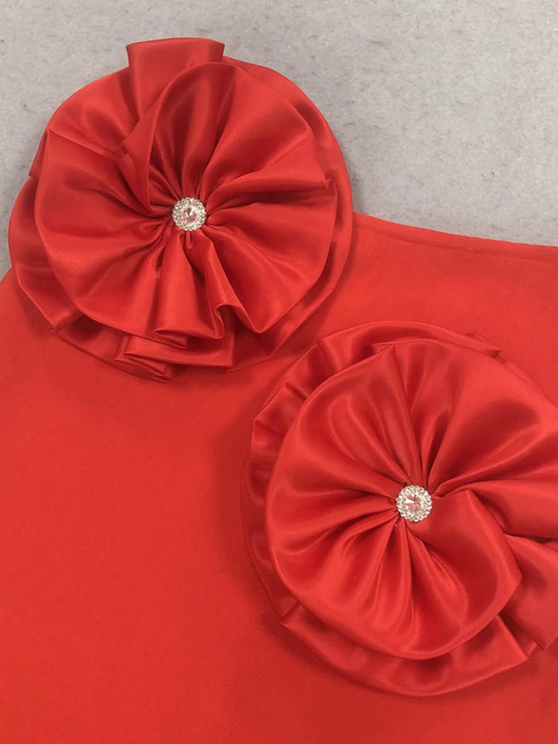 Red Satin Floral Pencil Skirt