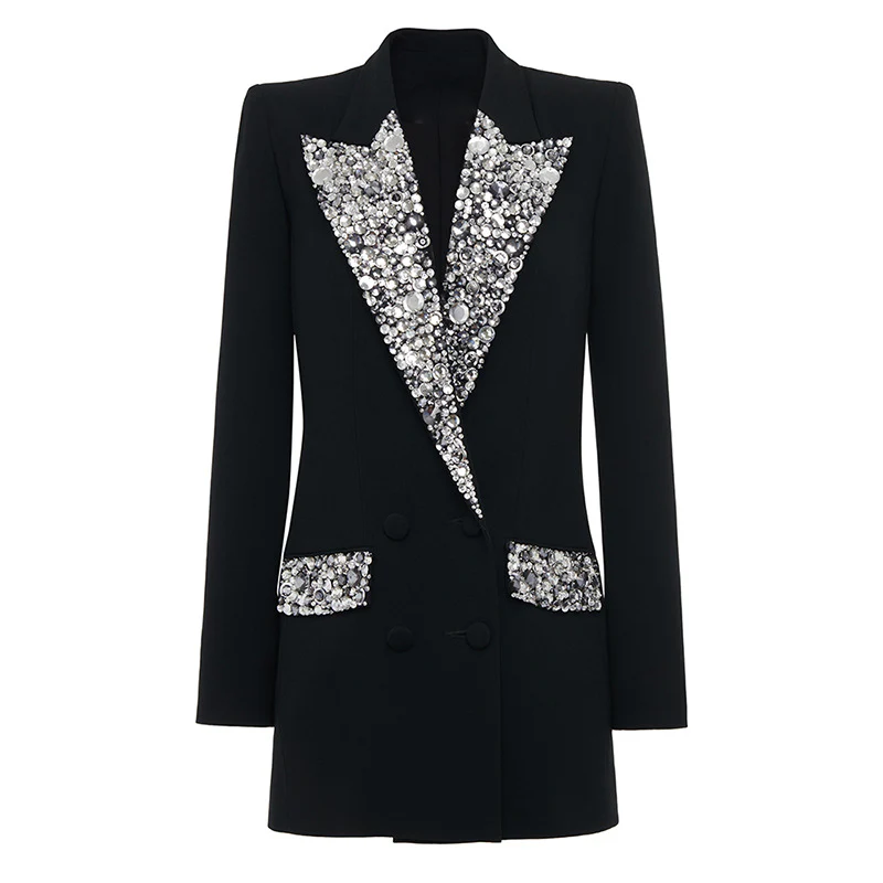 Sequin Stripe Black Women's Suit