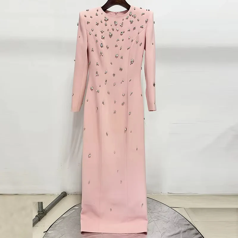 Embellished Long Sleeve Evening Gown