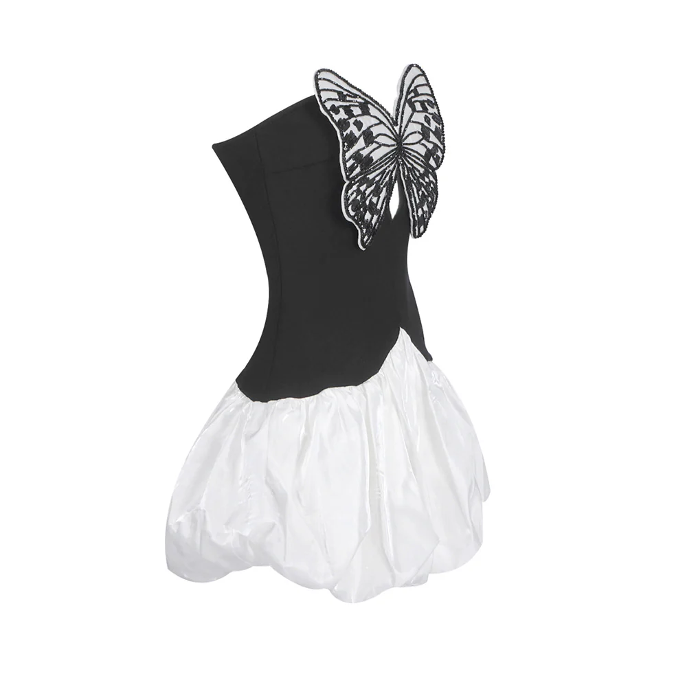 Butterfly Accent Strapless Dress