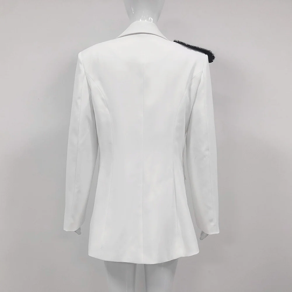 Elegant White Floral Blazer