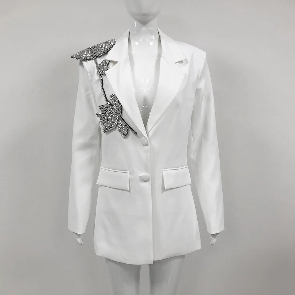 Elegant White Floral Blazer