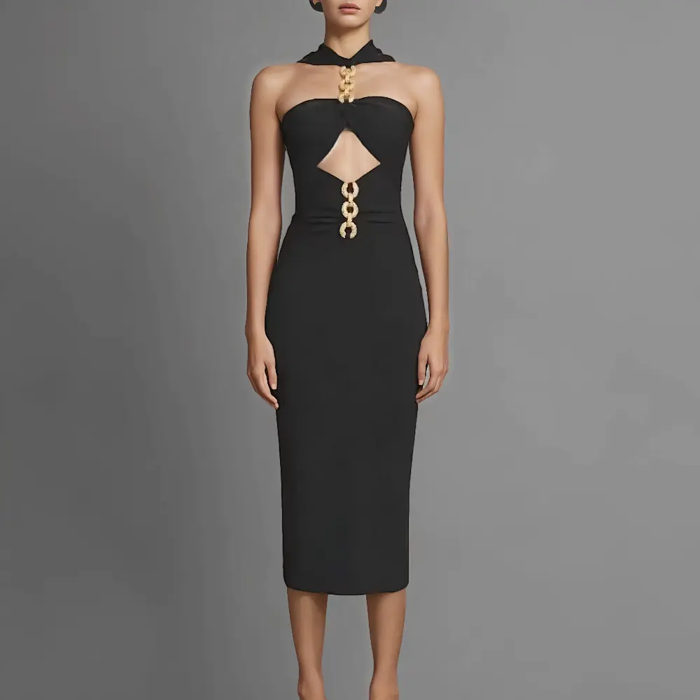 Elegant Black Cutout Dress