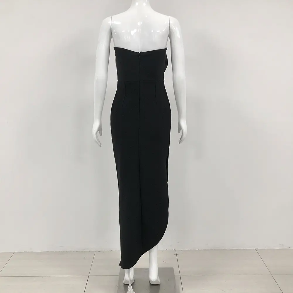Black Rose Strapless Evening Dress