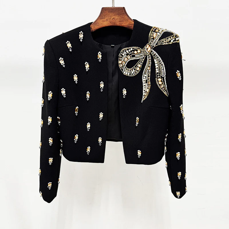 Embellished Black Evening Gown