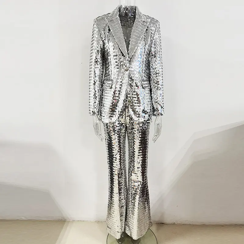 Sequin Silver Suit Set