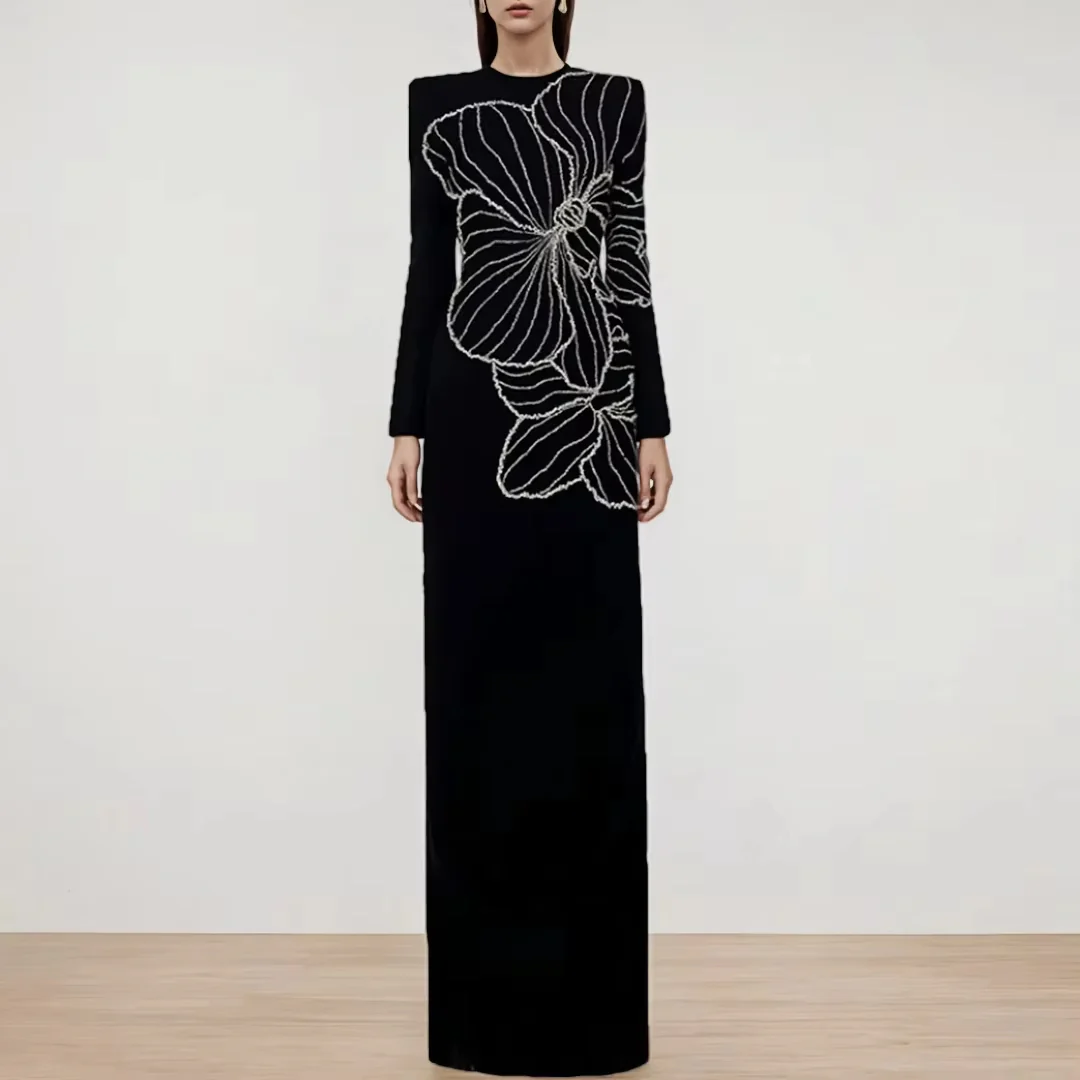 Embroidered Floral Maxi Dress