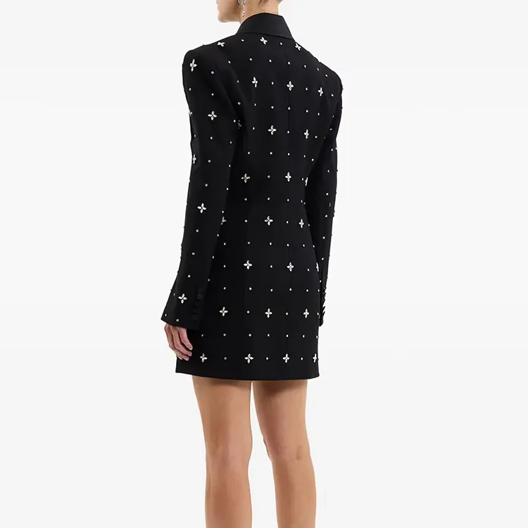 Embellished Black Blazer Dress
