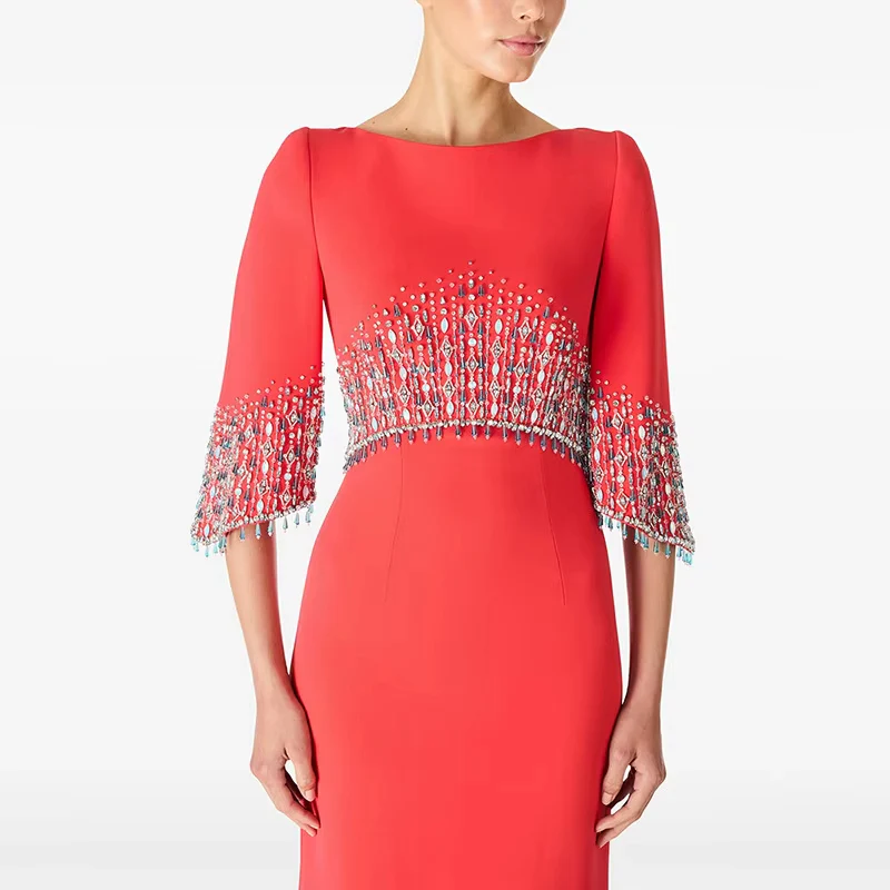 Embellished Navy Evening Gown