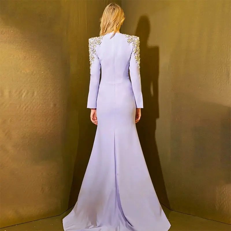 Lavender Embellished Evening Gown