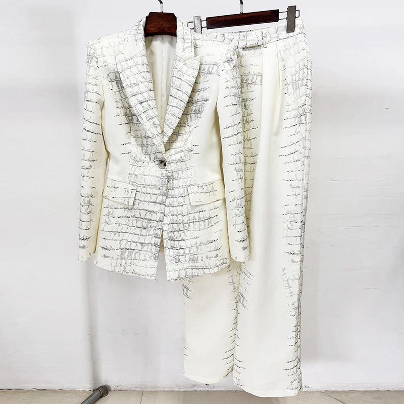 Ivory Satin Blazer Suit