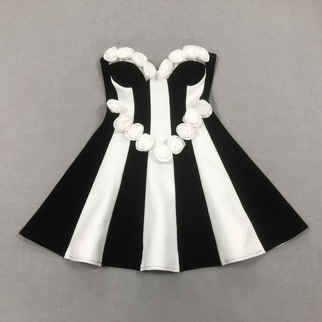 Monochrome Petal Strapless Dress