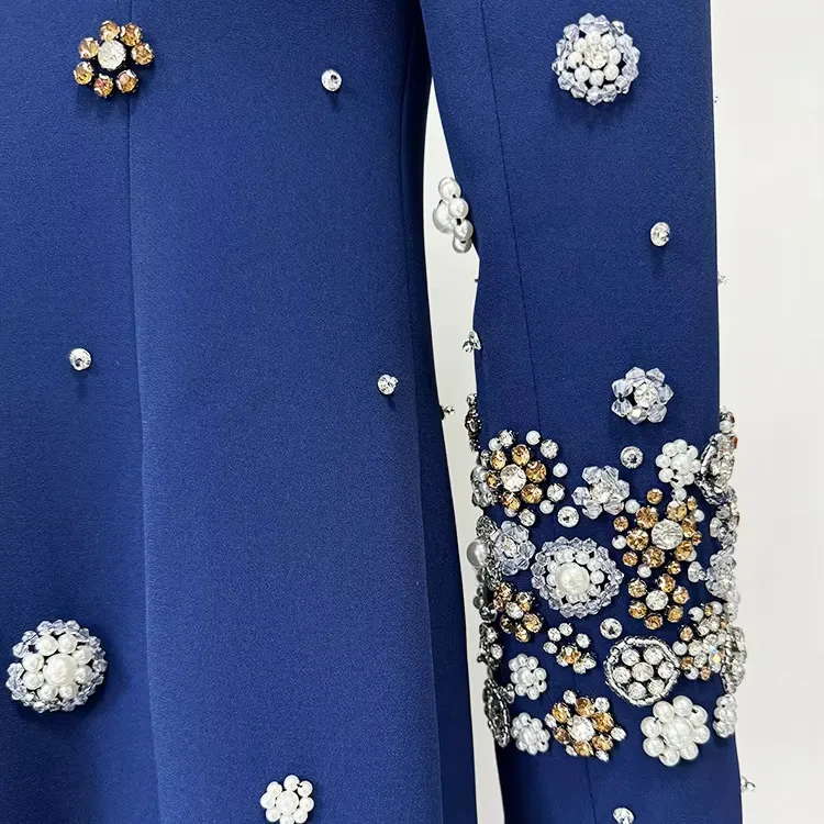 Embellished Navy Evening Gown