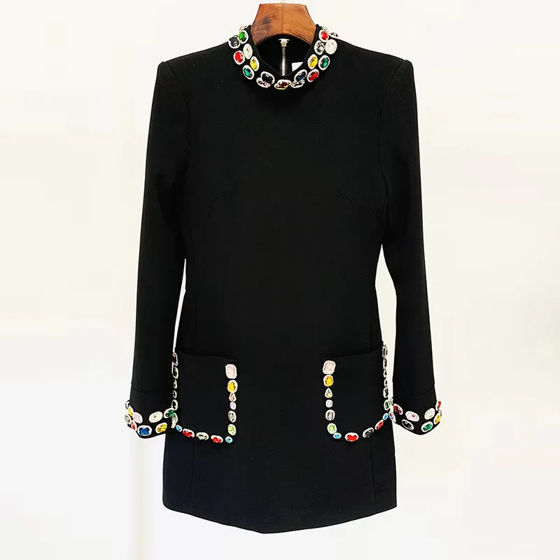 Elegant Black Jewel-Embellished Dress