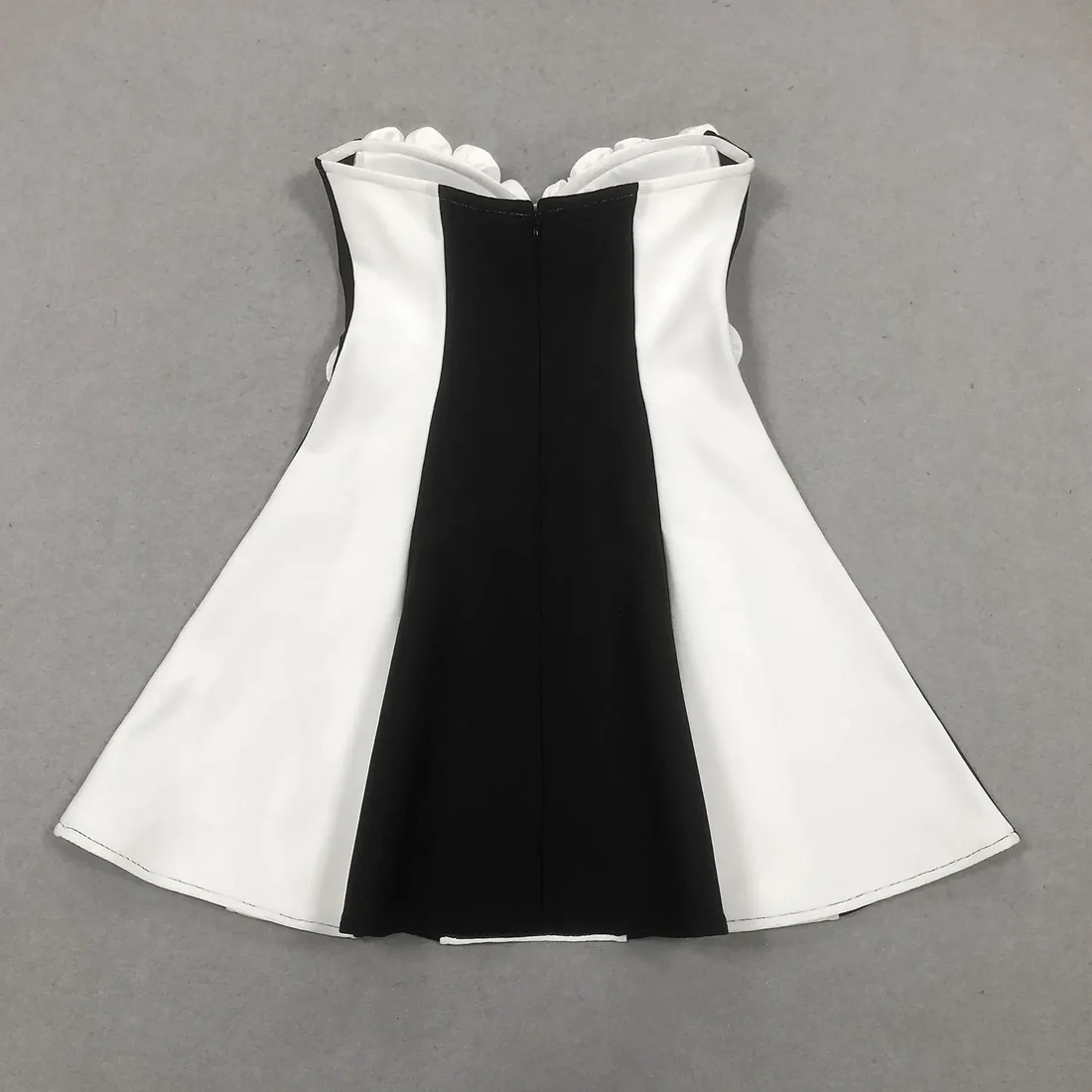 Monochrome Petal Strapless Dress