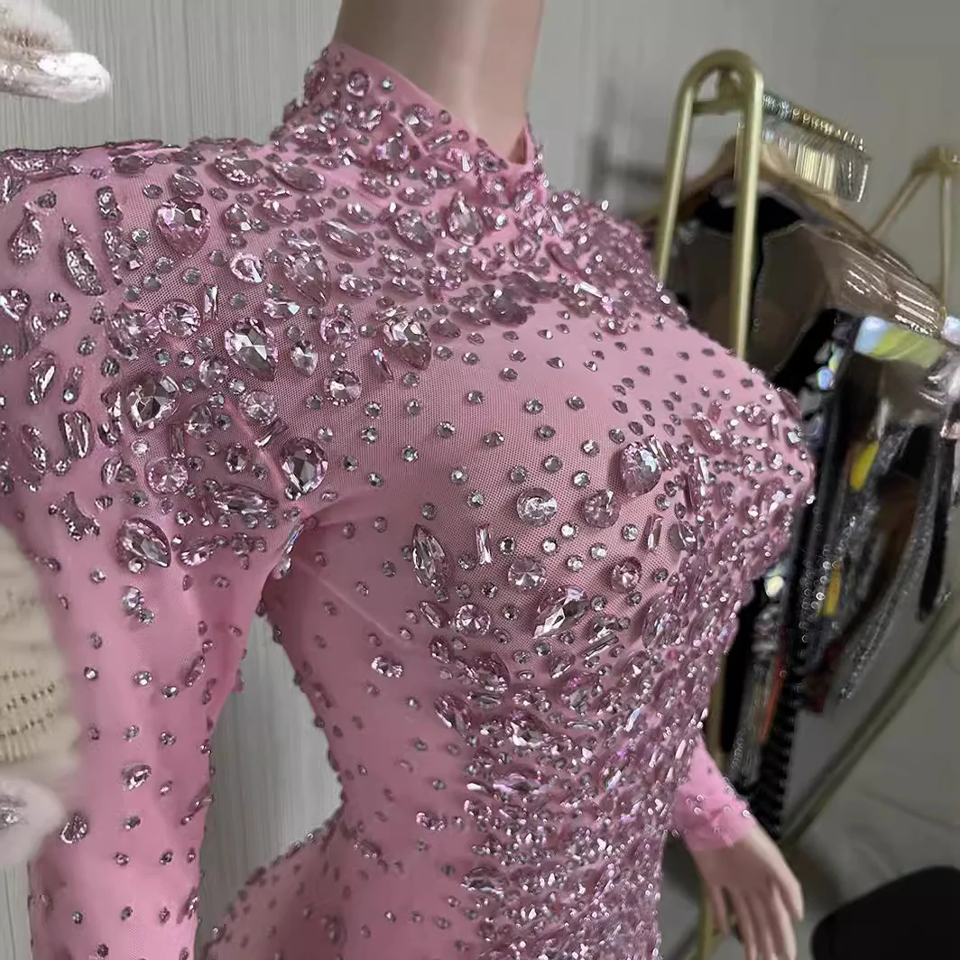 Pink Crystal Feather Gown