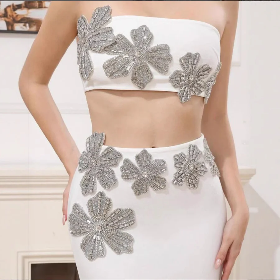 Embellished Floral Two-Piece Dress