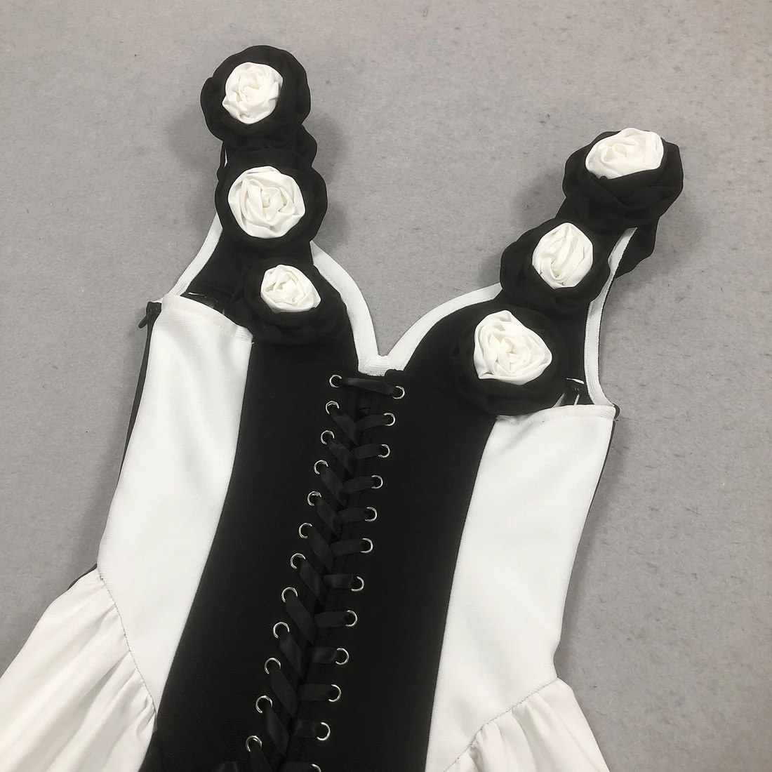 Elegant Black & White Evening Gown