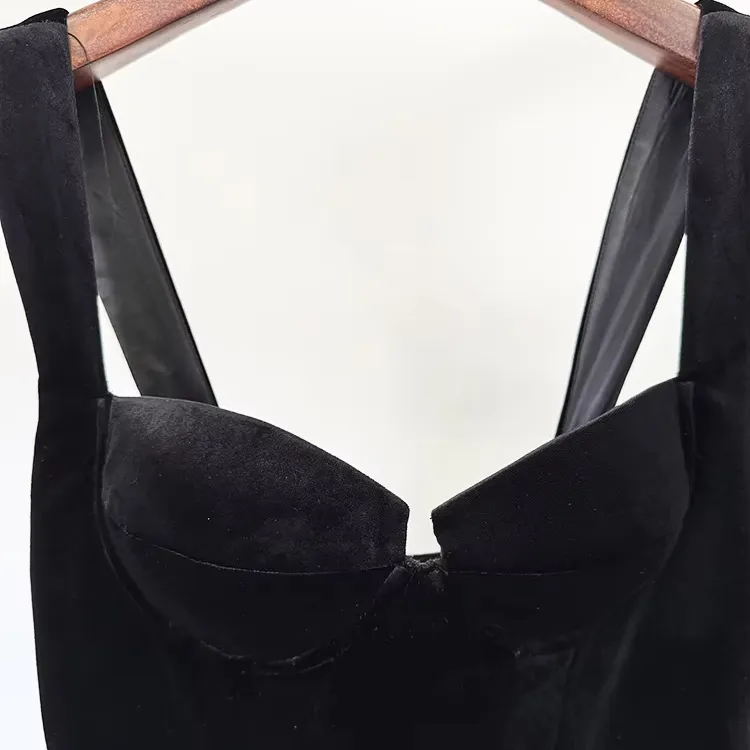 Elegant Black Velvet Evening Gown