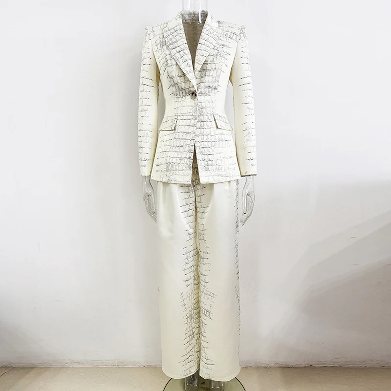 Ivory Satin Blazer Suit