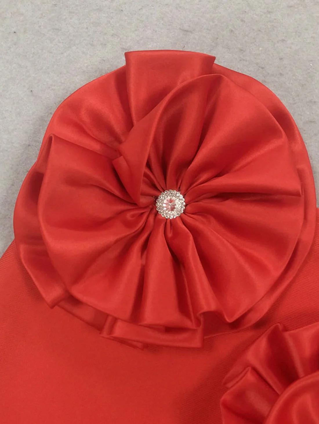 Red Satin Floral Pencil Skirt