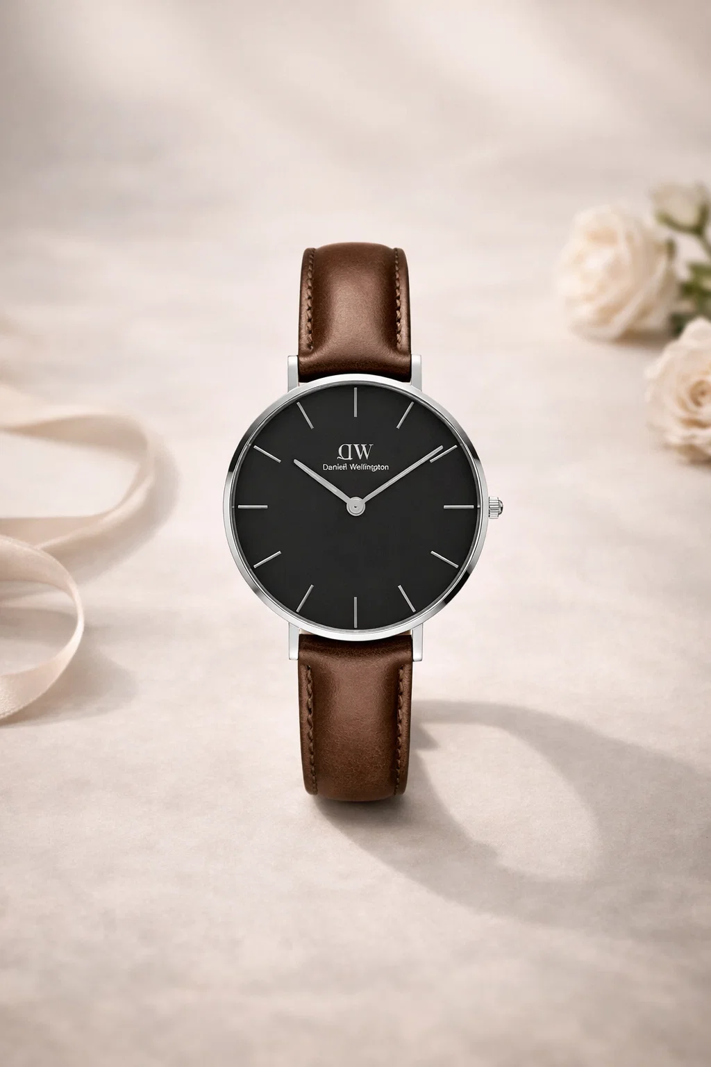 Montre Classique Homme - Acier inoxydable & cuir marron 