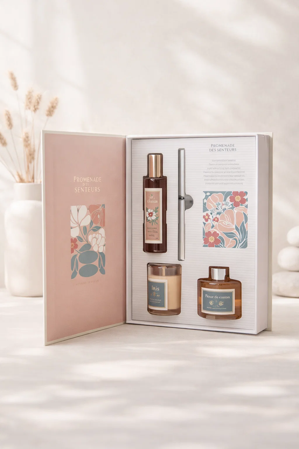 Coffret Flower – Bougie parfumée, diffuseur & spray