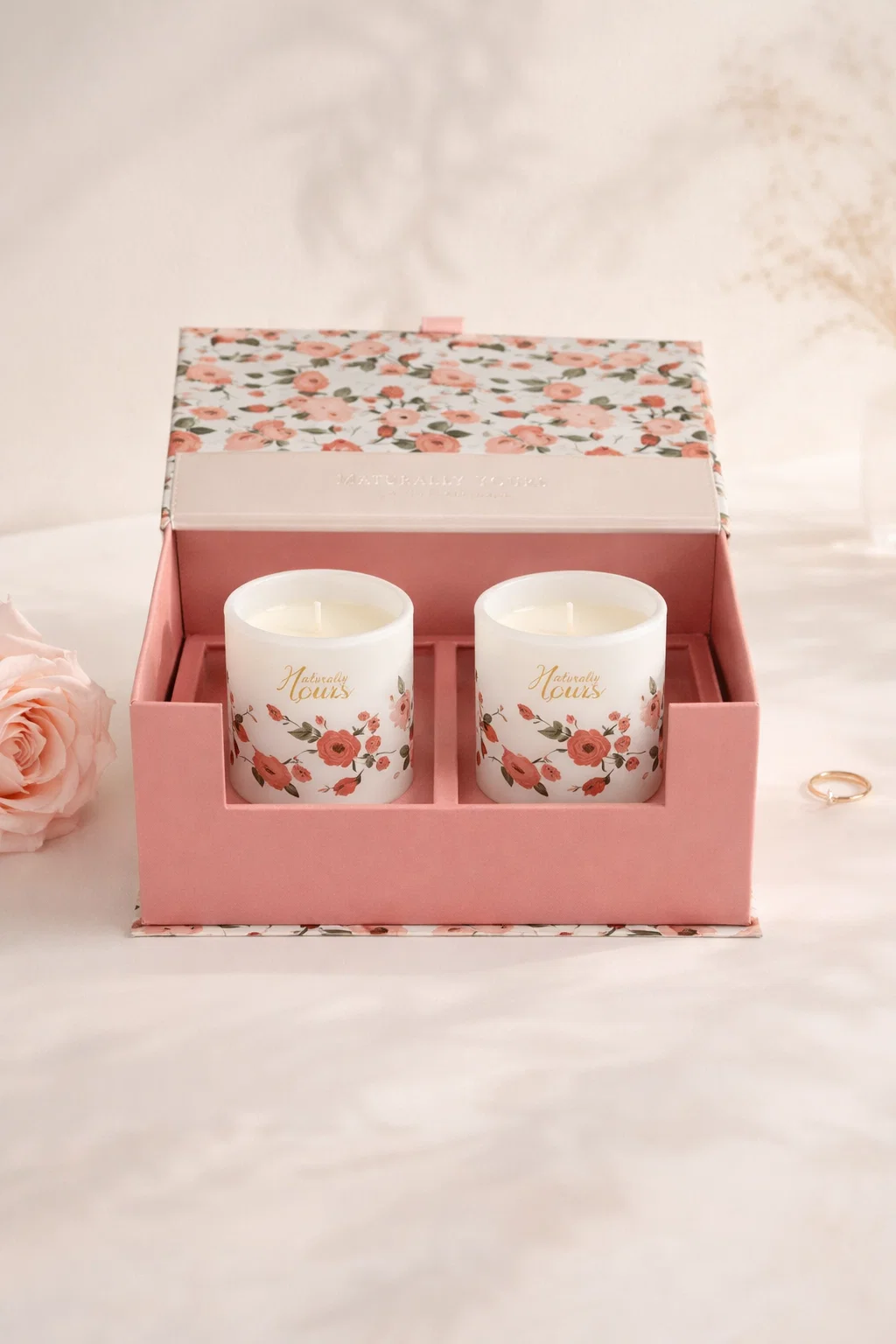 Coffret Maman Chérie - 2 bougies parfumées à la rose