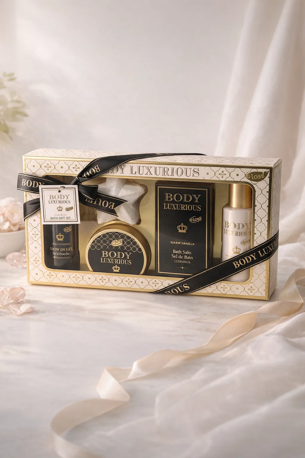 Coffret de bain Body Luxurious Black – 5 produits