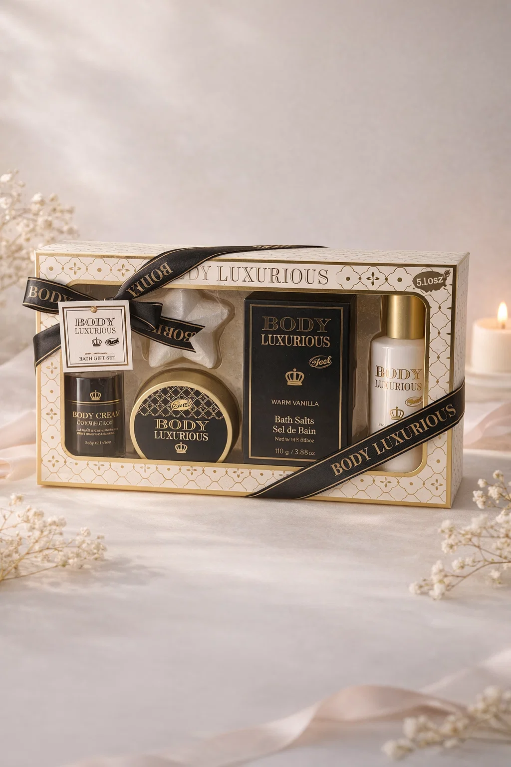 Coffret de bain Body Luxurious Black – 5 produits