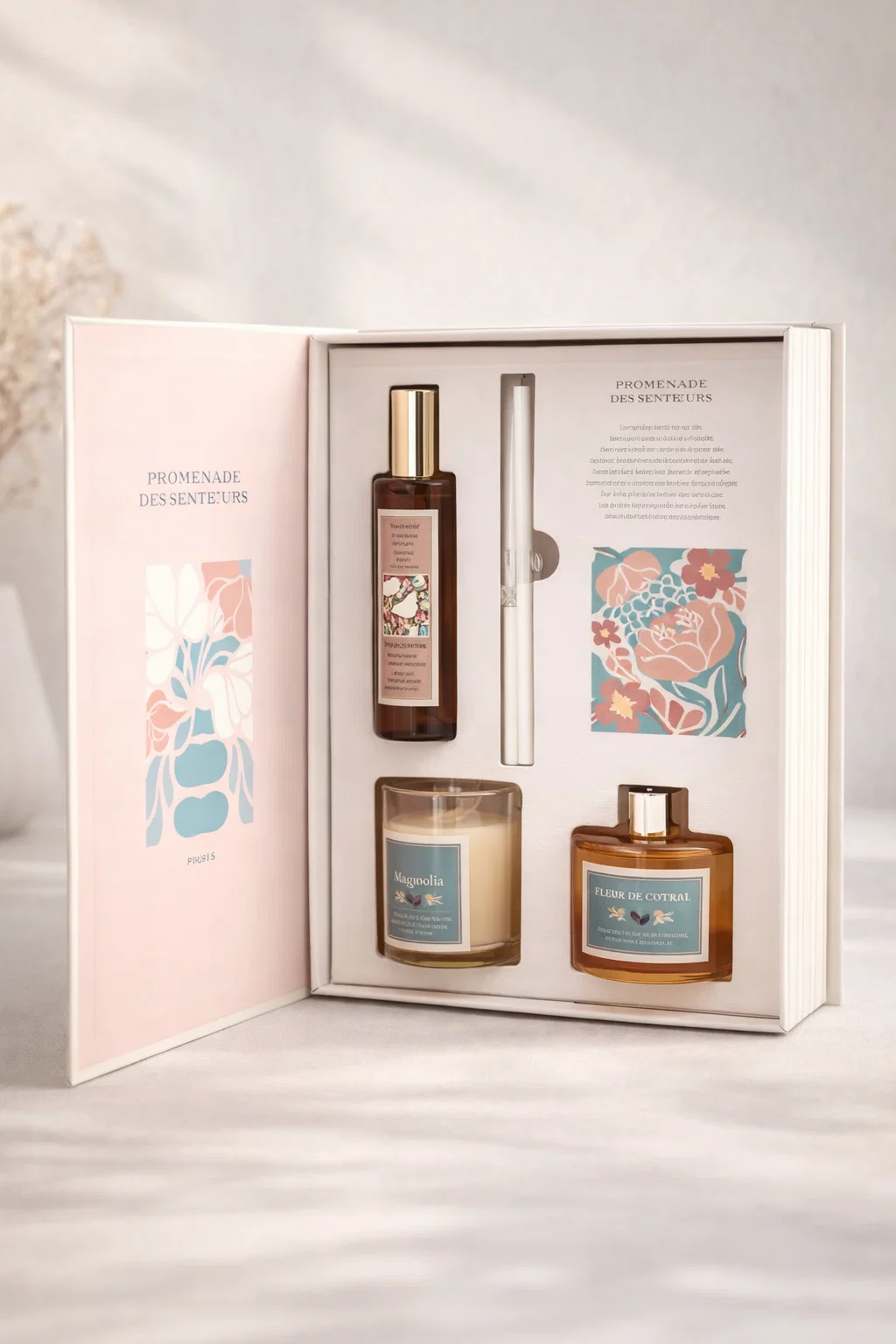 Coffret Flower – Bougie parfumée, diffuseur & spray