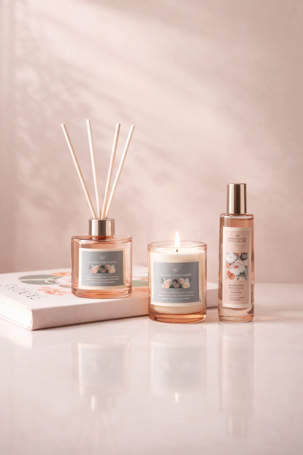 Coffret Flower – Bougie parfumée, diffuseur & spray