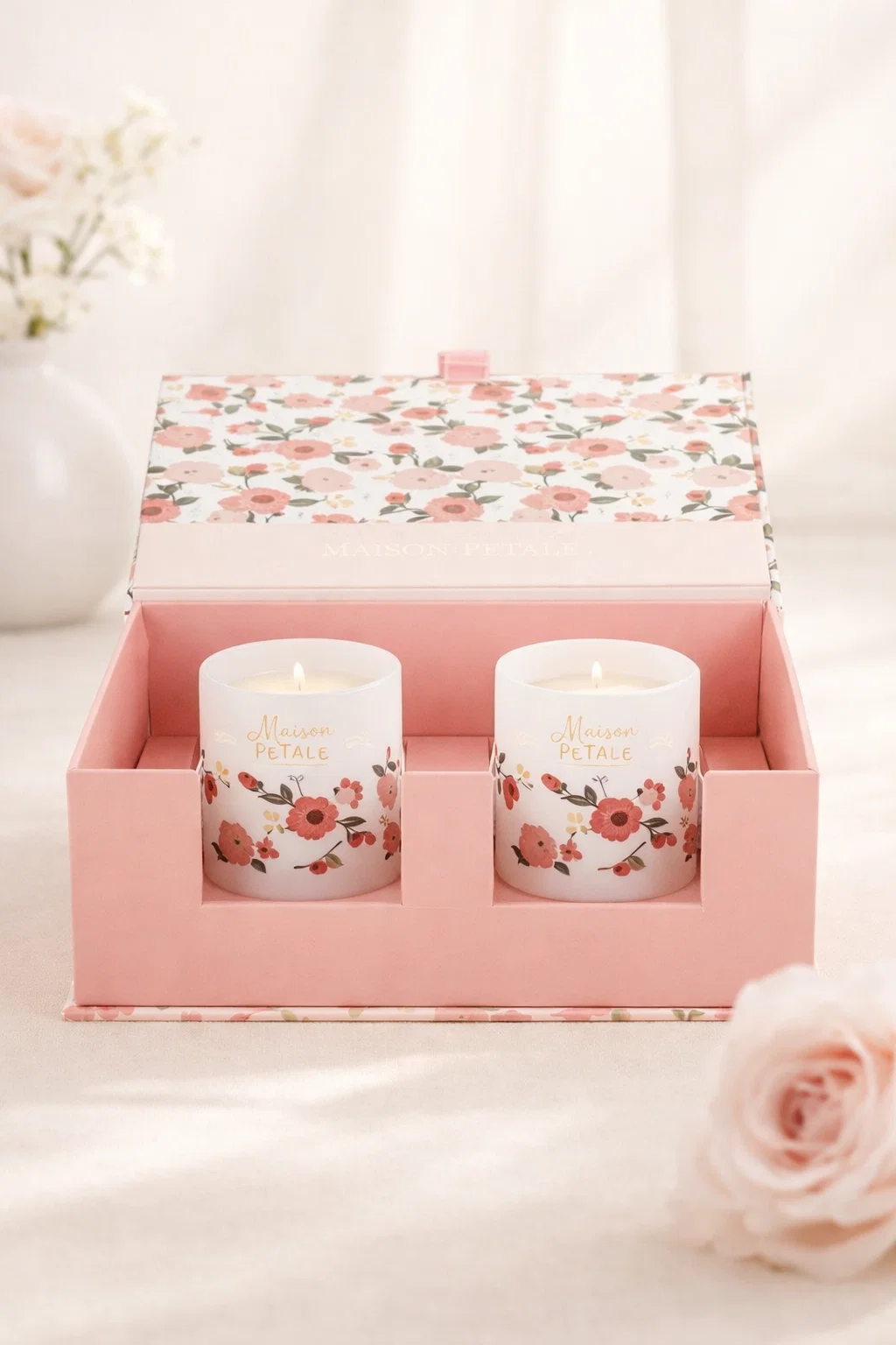 Coffret Maman Chérie - 2 bougies parfumées à la rose