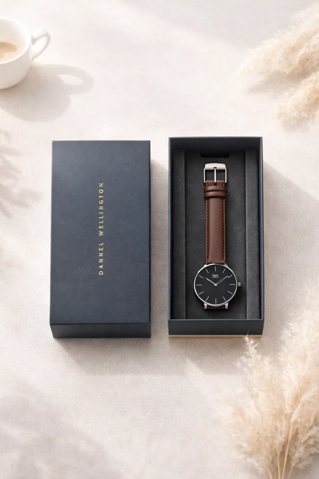 Montre Classique Homme - Acier inoxydable & cuir marron 