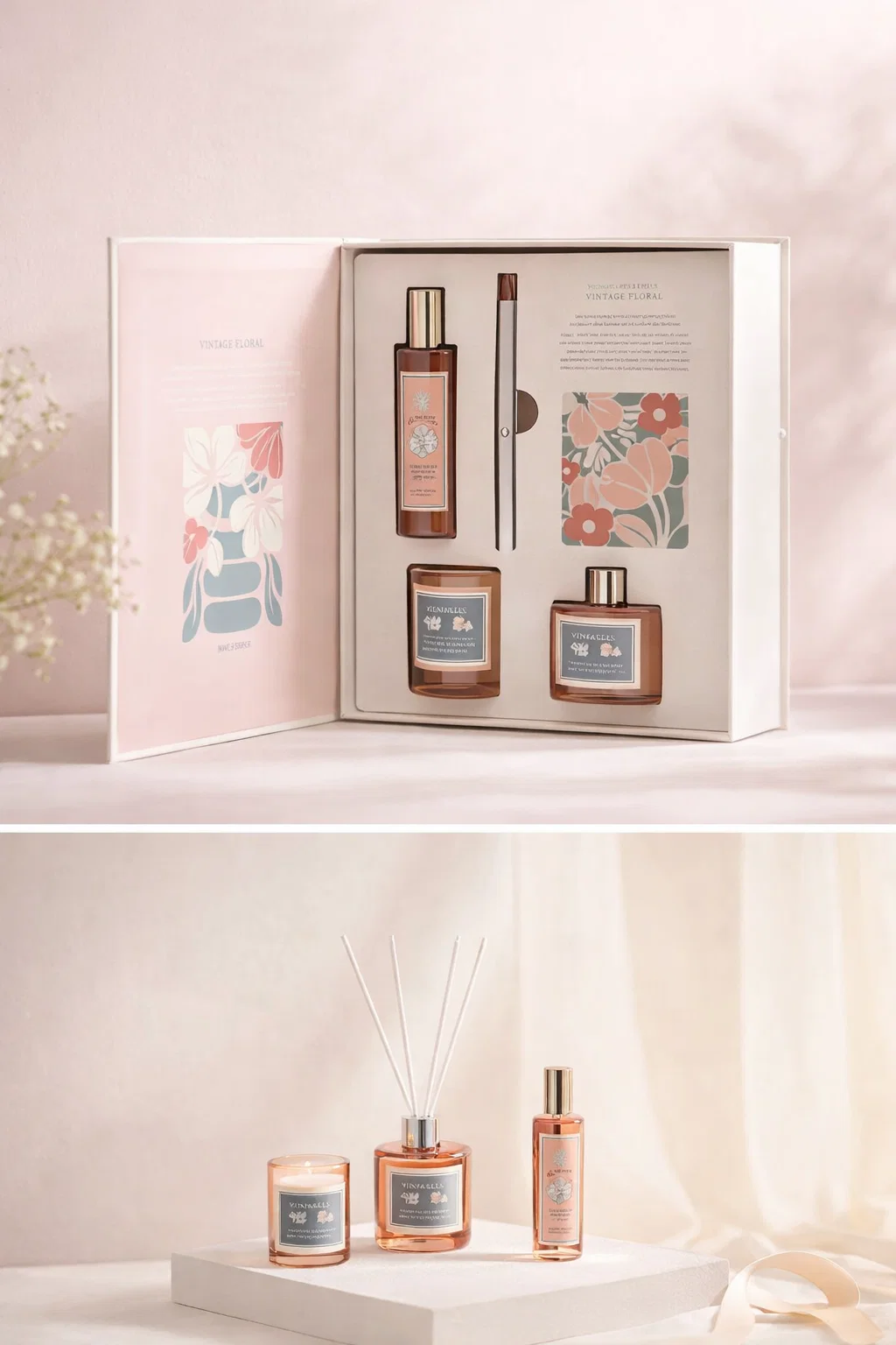 Coffret Flower – Bougie parfumée, diffuseur & spray