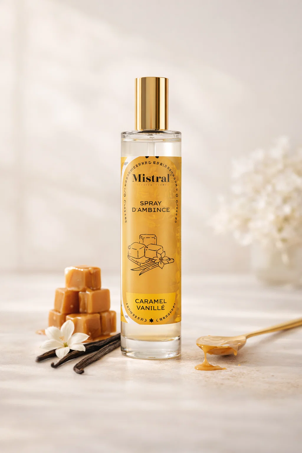 Duo Parfumé Caramel Vanillé – Diffuseur & Spray d’Ambiance