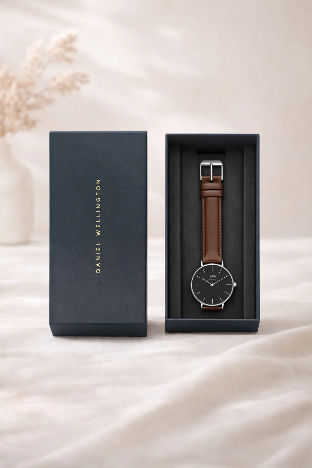 Montre Classique Homme - Acier inoxydable & cuir marron 