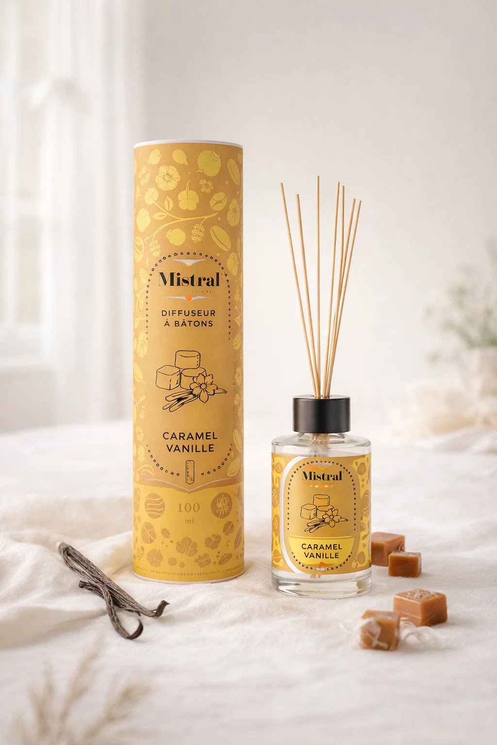 Duo Parfumé Caramel Vanillé – Diffuseur & Spray d’Ambiance