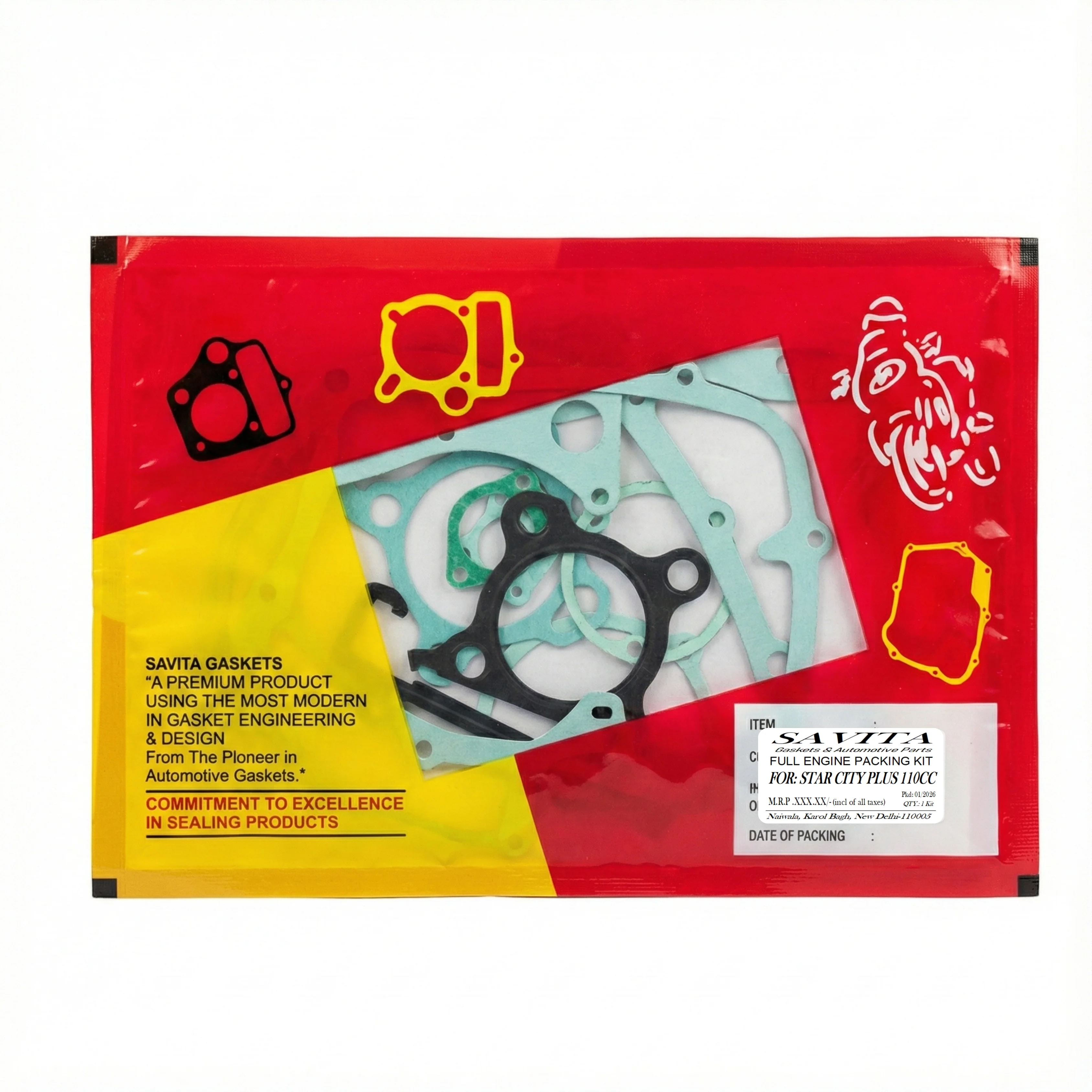 TVS Star City Plus 110cc Full Engine Gasket & Packing Kit – Savita Auto Parts