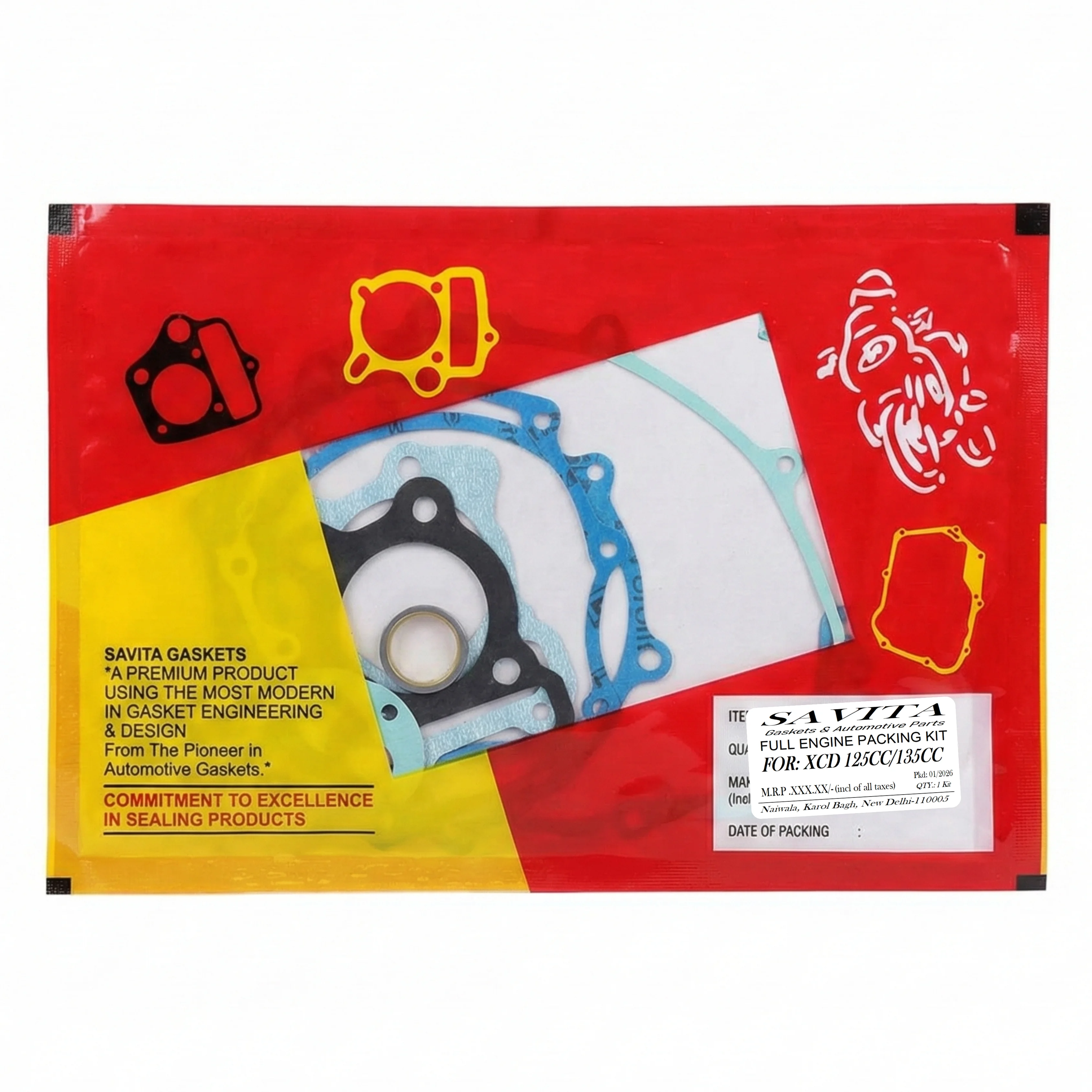 Bajaj XCD 125 / XCD 135 Full Engine Gasket & Packing Kit – Savita Auto Parts