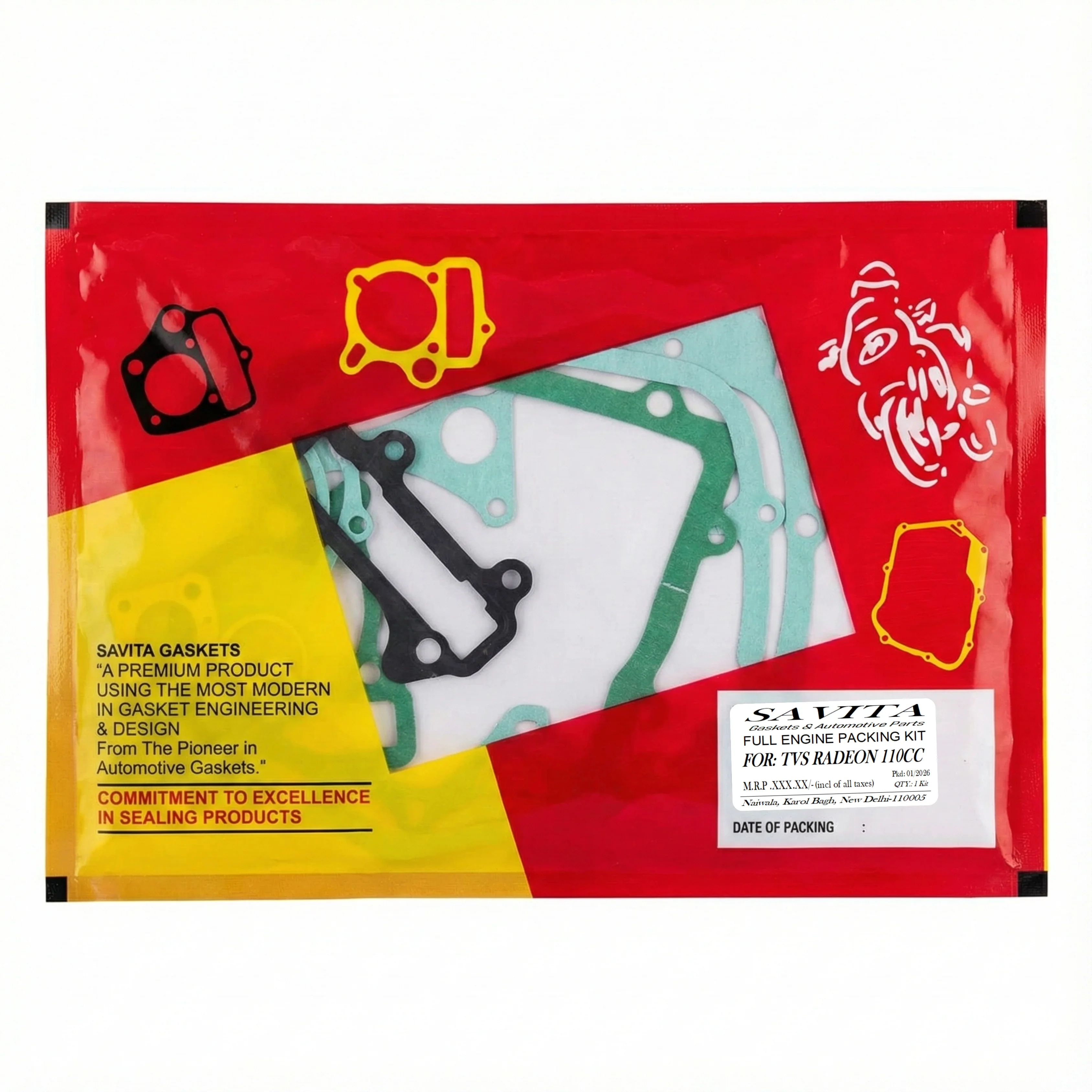 TVS Radeon 110cc Full Engine Gasket & Packing Kit – Savita Auto Parts