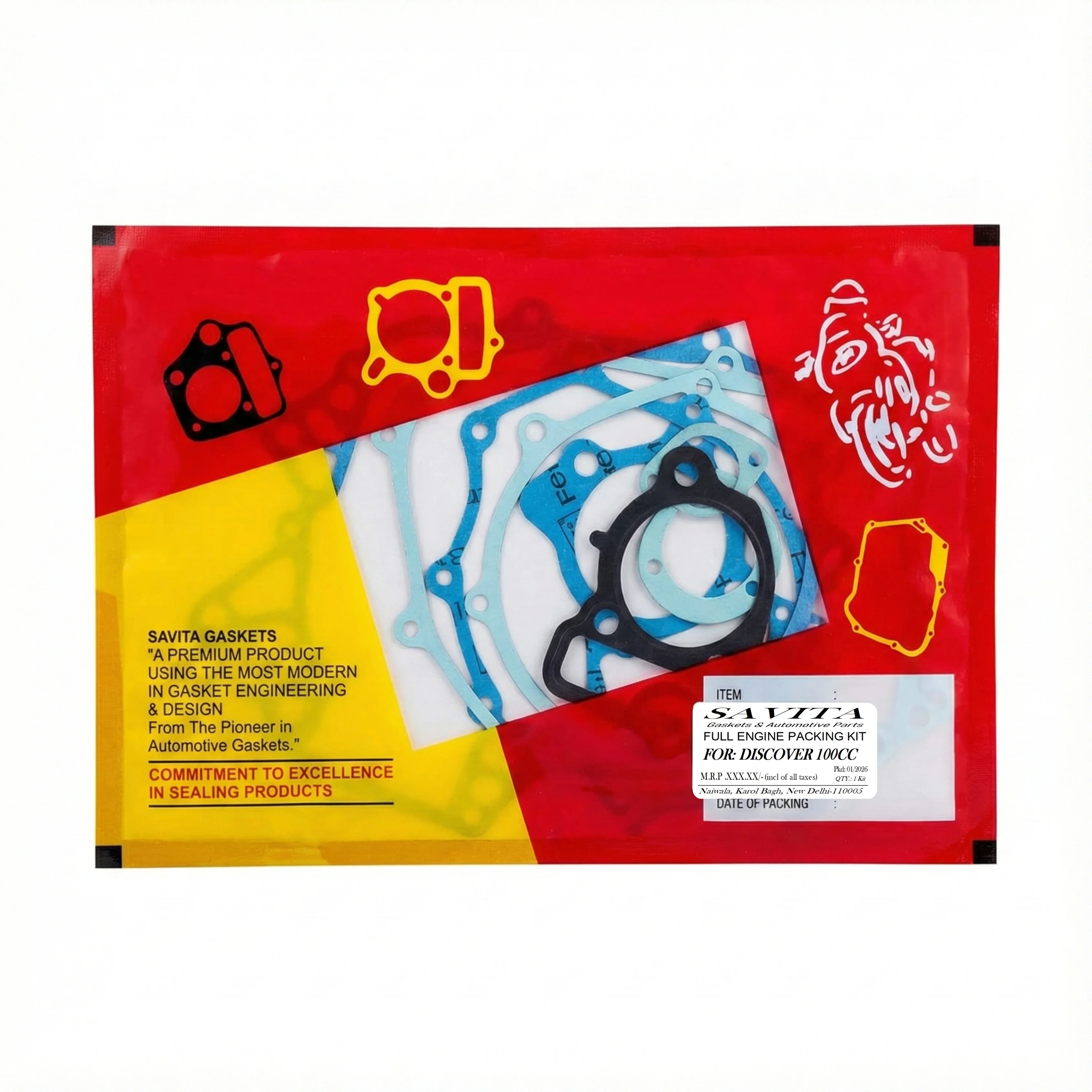 Bajaj Discover 100 Full Engine Gasket & Packing Kit – Savita Auto Parts